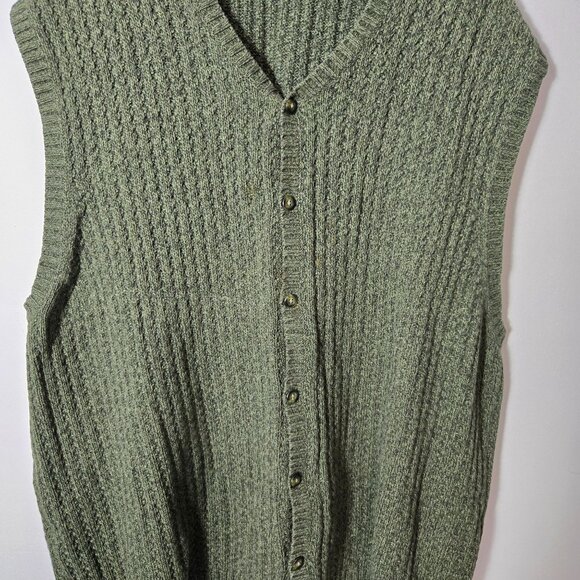 Eddie Bauer Men's Size XXXL Green Ribbed Chunky Knit Button-Up Sweater Vest - Picture 3 of 11